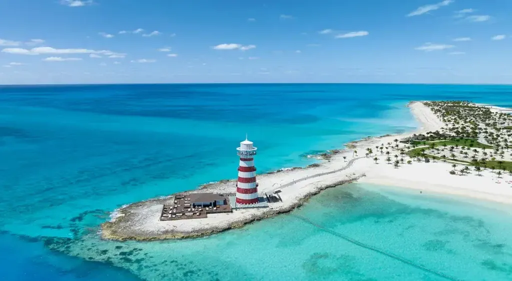 Ocean Cay MSC Marine Reserve - insula privata Bahamas vedere aeriana